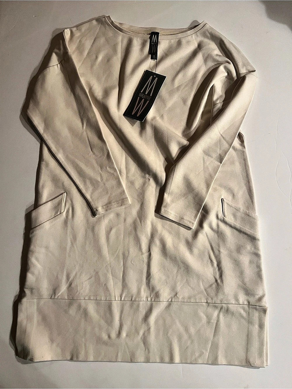 MarlaWynne Drop Pocket BoatNeck Sweater Cream Medium